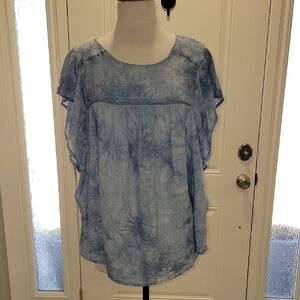 Melissa Paige Light Blue Tie-Dye Blouse
